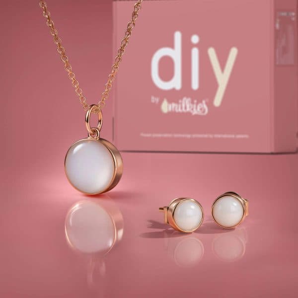 Kit DIY Bijoux au Lait Maternel - Set: Collier 12mm "Circle of Life" + Boucles d'oreilles