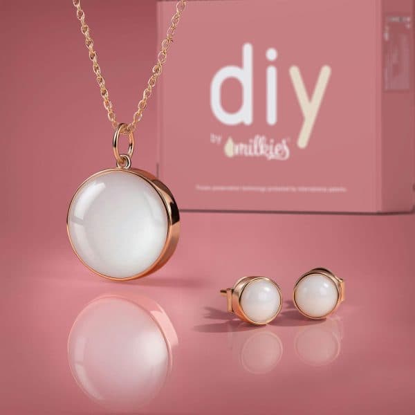Kit DIY Bijoux au Lait Maternel - Set: Collier 18mm "Circle of Life" + Boucles d'oreilles