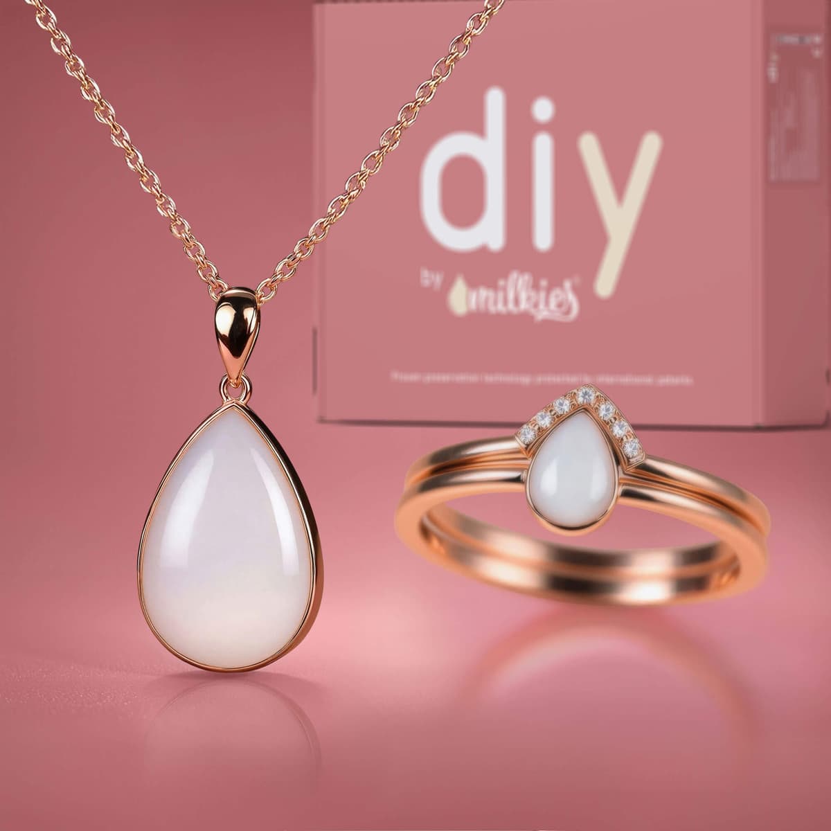 Kit DIY Bijoux au Lait Maternel - Set: Collier "Together" + Bague Goutte